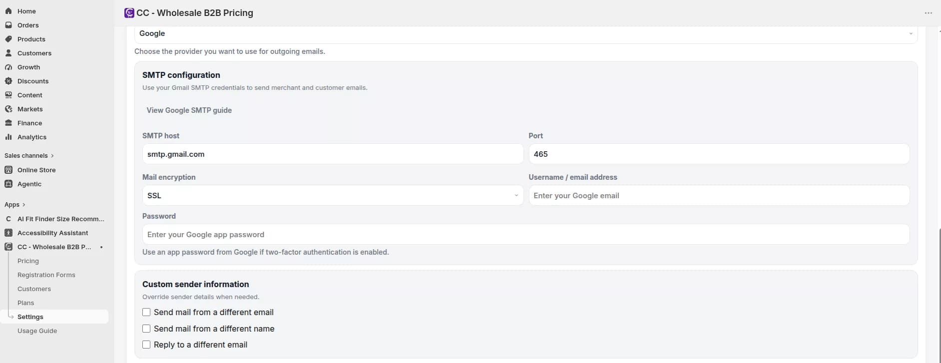 Notifications settings with email templates and delivery options